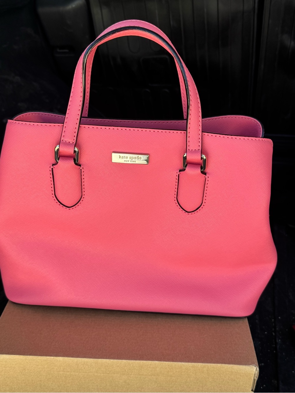 kate spade bright pink saffiano tote